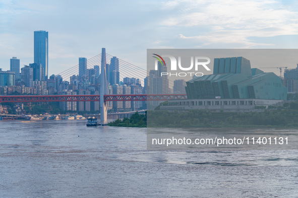 Water levels of the Jialing River and Yangtze River are rising sharply after heavy rainfall in Chongqing, China, on July 11, 2024. It is rep...