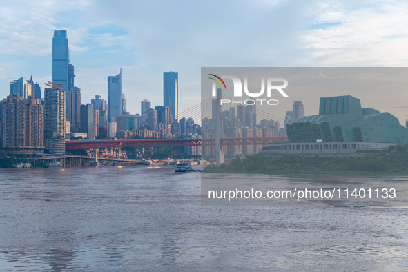 Water levels of the Jialing River and Yangtze River are rising sharply after heavy rainfall in Chongqing, China, on July 11, 2024. It is rep...