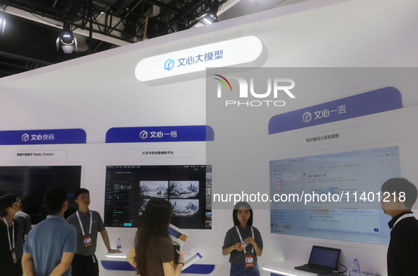 Baidu and Wenxin Large Model Application Matrix are participating in the 2024 WAIC in Shanghai, China, on July 4, 2024. On July 11, 2024, Ba...