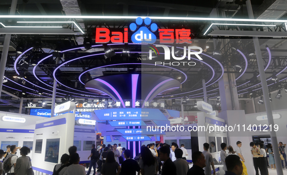 Baidu and Wenxin Large Model Application Matrix are participating in the 2024 WAIC in Shanghai, China, on July 4, 2024. On July 11, 2024, Ba...