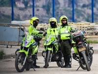 A security detail of the National Protection Unit (UNP) is escorting former paramilitary leader Salvatore Mancuso out of La Picota prison in...