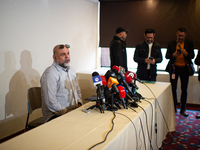 Former Colombian paramilitary leader Salvatore Mancuso is giving a press conference in Bogota, Colombia, on July 11, 2024, a day after the c...