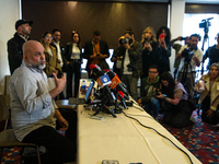 Former Colombian paramilitary leader Salvatore Mancuso is giving a press conference in Bogota, Colombia, on July 11, 2024, a day after the c...