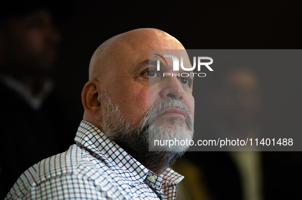 Former Colombian paramilitary leader Salvatore Mancuso is giving a press conference in Bogota, Colombia, on July 11, 2024, a day after the c...