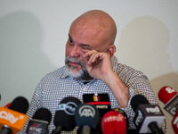 Former Colombian paramilitary leader Salvatore Mancuso is giving a press conference in Bogota, Colombia, on July 11, 2024, a day after the c...