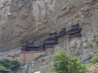 Xuankong Temple is hanging on Hengshan Mountain in Datong City, Shanxi Province, China, on June 23, 2023. (