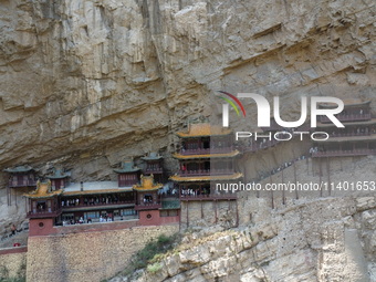 Xuankong Temple is hanging on Hengshan Mountain in Datong City, Shanxi Province, China, on June 23, 2023. (