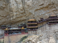 Xuankong Temple is hanging on Hengshan Mountain in Datong City, Shanxi Province, China, on June 23, 2023. (