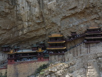 Xuankong Temple is hanging on Hengshan Mountain in Datong City, Shanxi Province, China, on June 23, 2023. (