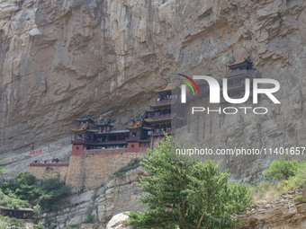 Xuankong Temple is hanging on Hengshan Mountain in Datong City, Shanxi Province, China, on June 23, 2023. (