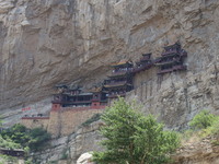 Xuankong Temple is hanging on Hengshan Mountain in Datong City, Shanxi Province, China, on June 23, 2023. (