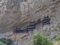 Xuankong Temple is hanging on Hengshan Mountain in Datong City, Shanxi Province, China, on June 23, 2023. (