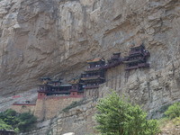 Xuankong Temple is hanging on Hengshan Mountain in Datong City, Shanxi Province, China, on June 23, 2023. (