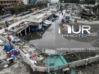 A top view is showing New Market, which is waterlogged due to a heavy downpour in Dhaka, Bangladesh, on July 12, 2024. (