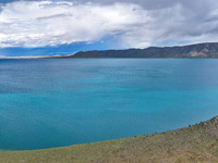 Tourists are enjoying the scenery of Bamucuo Lake in Nagqu, China, on July 12, 2024. (