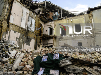 The portraits of doctors and patients who are dying in Okhmatdyt Children's Hospital that is recently hit by a Russian missile in Kyiv, Ukra...