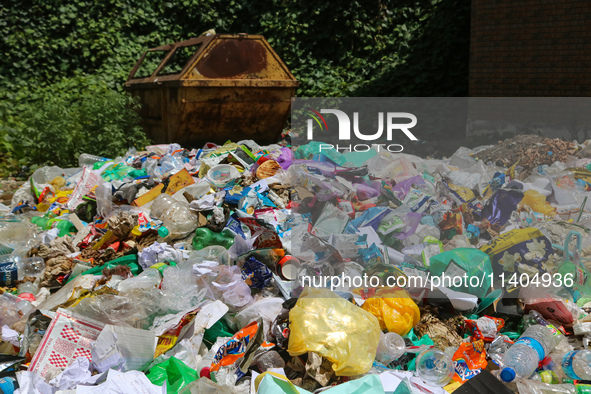 Heaps of garbage are being seen in Srinagar, Jammu and Kashmir, on July 13, 2024. The improper disposal of waste in Srinagar is transforming...