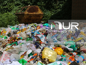 Heaps of garbage are being seen in Srinagar, Jammu and Kashmir, on July 13, 2024. The improper disposal of waste in Srinagar is transforming...