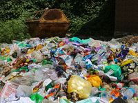 Heaps of garbage are being seen in Srinagar, Jammu and Kashmir, on July 13, 2024. The improper disposal of waste in Srinagar is transforming...