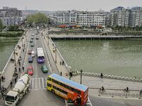 A general view of downtown is being seen in Nanjing, China. (