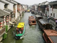 A general view is showing Zhouzhuang town at a traditional theatre in Suzhou, China. (