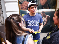 Dan Berry signing autographs after 'The Outsiders' musical show in Bernard B. Jacobs Theatre on Broadway, New York, United States of America...