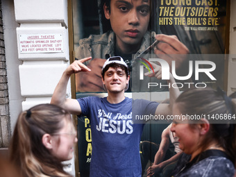 Dan Berry signing autographs after 'The Outsiders' musical show in Bernard B. Jacobs Theatre on Broadway, New York, United States of America...