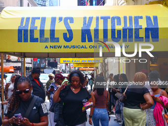 People gathered after 'Hell's Kitchen' musical show in Shubert Theatre on Broadway, New York, United States of America on July 13th, 2024....