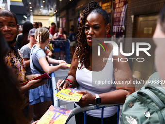 Kecia Lewis-Evans signing autographs after 'Hell's Kitchen' musical show in Shubert Theatre on Broadway, New York, United States of America...