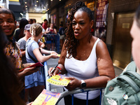 Kecia Lewis-Evans signing autographs after 'Hell's Kitchen' musical show in Shubert Theatre on Broadway, New York, United States of America...