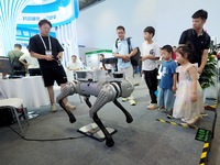 Visitors are visiting a ''four-legged robot'' at the 26th China Beijing International Science and Technology Industry Expo in Beijing, China...