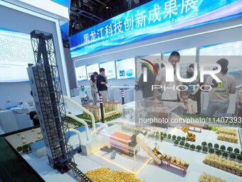 Visitors are visiting a model of a ''biomass bale-fired direct-fired boiler'' at the 26th China Beijing International Science and Technology...