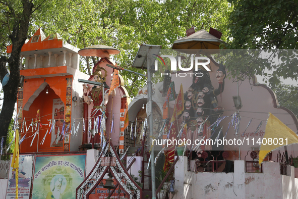 A Hindu temple is being dedicated to the Goddess Kaali in Najibabad, Uttar Pradesh, India, on April 19, 2024. 