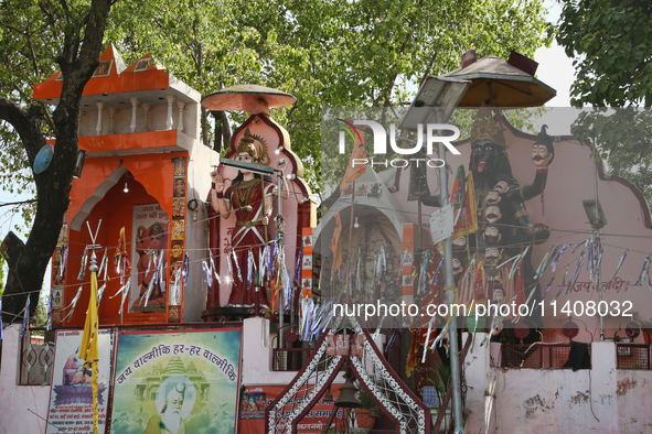 A Hindu temple is being dedicated to the Goddess Kaali in Najibabad, Uttar Pradesh, India, on April 19, 2024. 