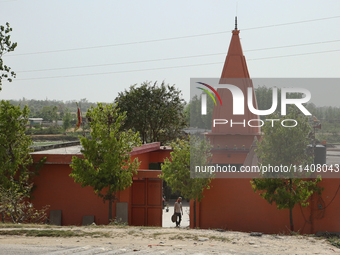 A Hindu temple is standing in Najibabad, Uttar Pradesh, India, on April 19, 2024. (