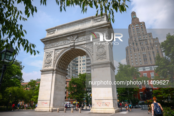 The Washington Square Arch in Washington Square Park in New York City, United States of America on July 5th, 2024. 