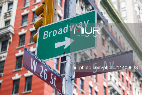 Broadway sign in Manhattan, New York City, United States of America on July 5th, 2024. 