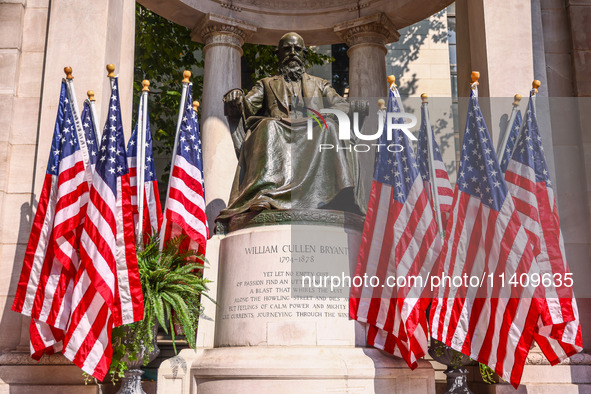 William Cullen Bryant monument in Bryant Park in Manhattan, New York City, United States of America on July 5th, 2024. 