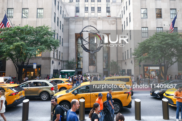 Atlas bronze statue at Rockefeller Center in Manhattan, New York City, United States of America on July 5th, 2024. 