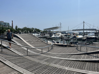 A wavy walkway is appearing at Harbourfront in Toronto, Ontario, Canada, on July 13, 2024. (