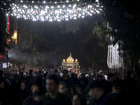 A religious symbol is being pictured during a religious rally to commemorate Tasoua in the Dolatabad neighborhood in southern Tehran, Iran,...