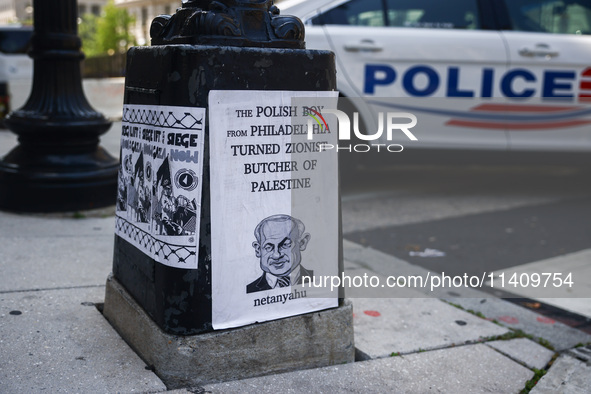 Anti Benjamin Netanyahu poster is seen on a street during NATO Summit in Washington, DC in the United States of America on July 9th, 2024. 