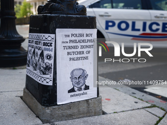 Anti Benjamin Netanyahu poster is seen on a street during NATO Summit in Washington, DC in the United States of America on July 9th, 2024. (