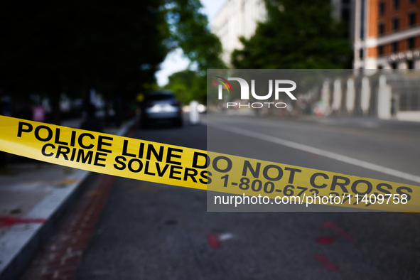 'Police Line Do Not Cross' is seen on a street in Washington, DC in the United States of America on July 9th, 2024. 