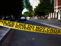 'Police Line Do Not Cross' is seen on a street in Washington, DC in the United States of America on July 9th, 2024. (