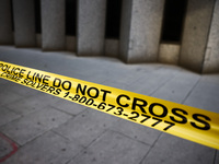 'Police Line Do Not Cross' is seen on a street in Washington, DC in the United States of America on July 9th, 2024. (