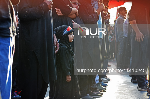 A girl is participating in the mourning procession to commemorate the martyrdom of Prophet Muhammad's grandson Imam Hussein (Husayn Ibn Ali)...