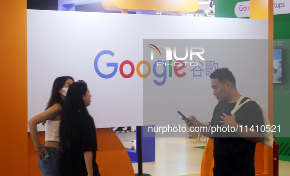 Visitors are visiting the Google booth at 2024WAIC in Shanghai, China, on July 7, 2024. According to the Wall Street Journal, on July 15, 20...