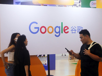 Visitors are visiting the Google booth at 2024WAIC in Shanghai, China, on July 7, 2024. According to the Wall Street Journal, on July 15, 20...