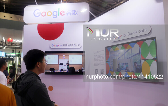 Visitors are visiting the Google booth at 2024WAIC in Shanghai, China, on July 7, 2024. According to the Wall Street Journal, on July 15, 20...